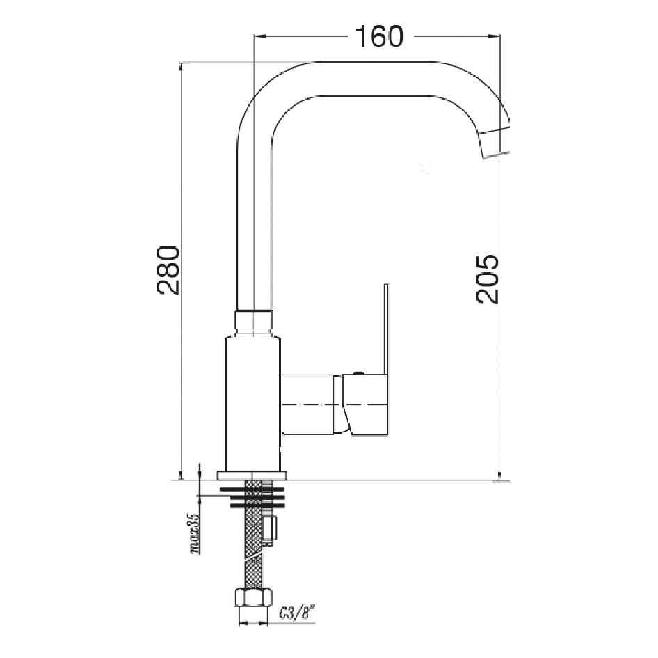 Penta  (Black) Agena Lavabo Bataryası (L Borulu) P903B
