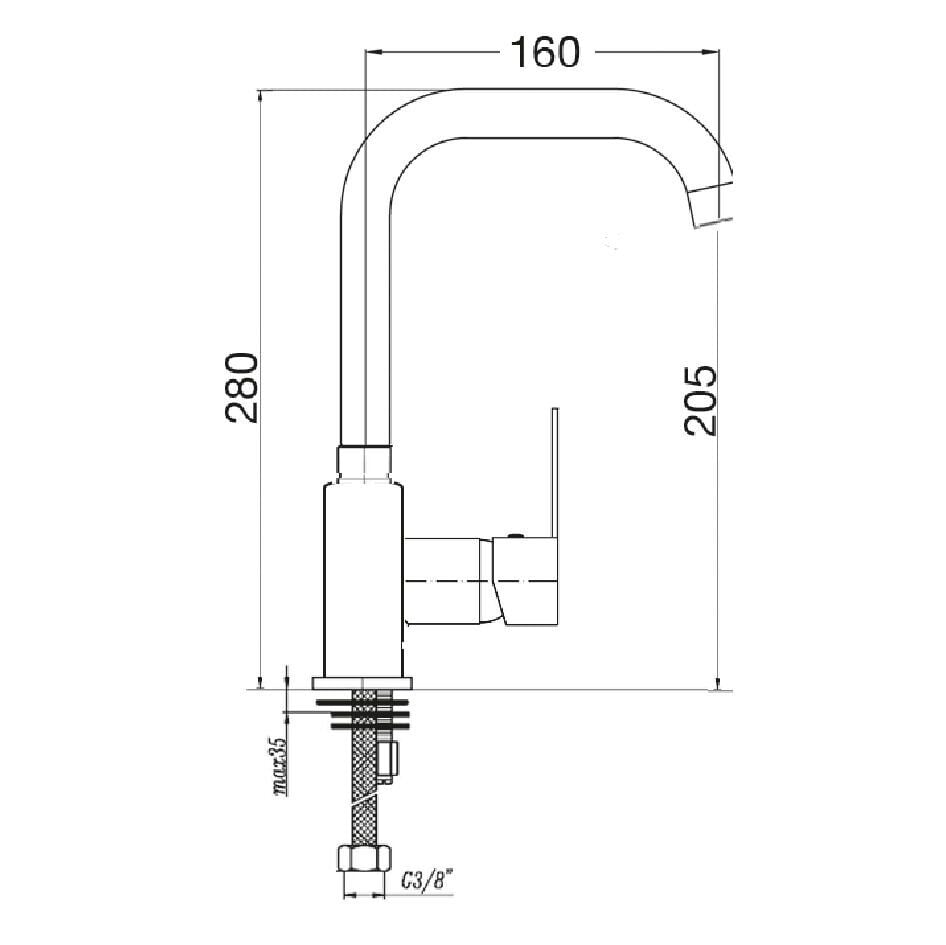 Penta  (Black) Agena Lavabo Bataryası (L Borulu) P903B – Lavabo Bataryası
