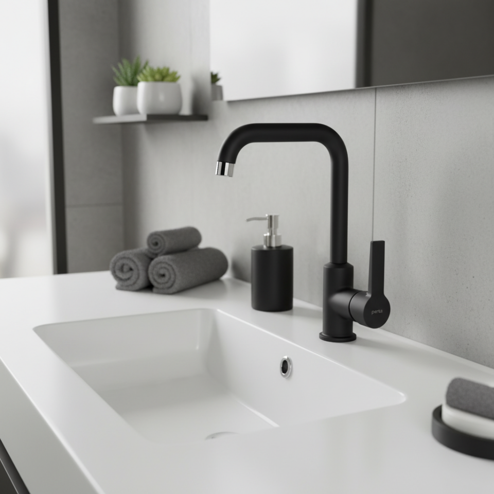 Penta  (Black) Agena Lavabo Bataryası (L Borulu) P903B – Lavabo Bataryası