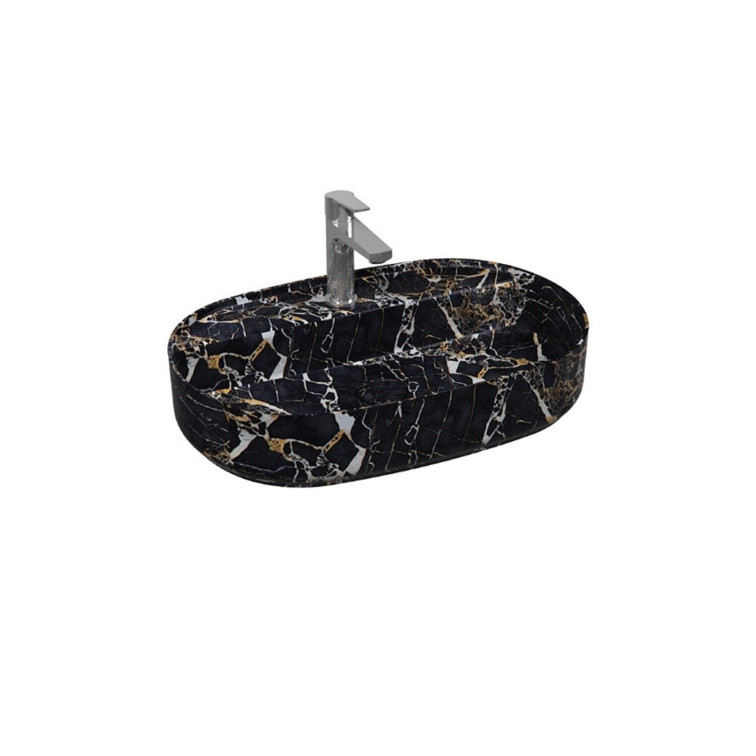 İsvea Infinity Tezgah Üstü Lavabo 60 cm Marmo Siyah – Vitrifiye