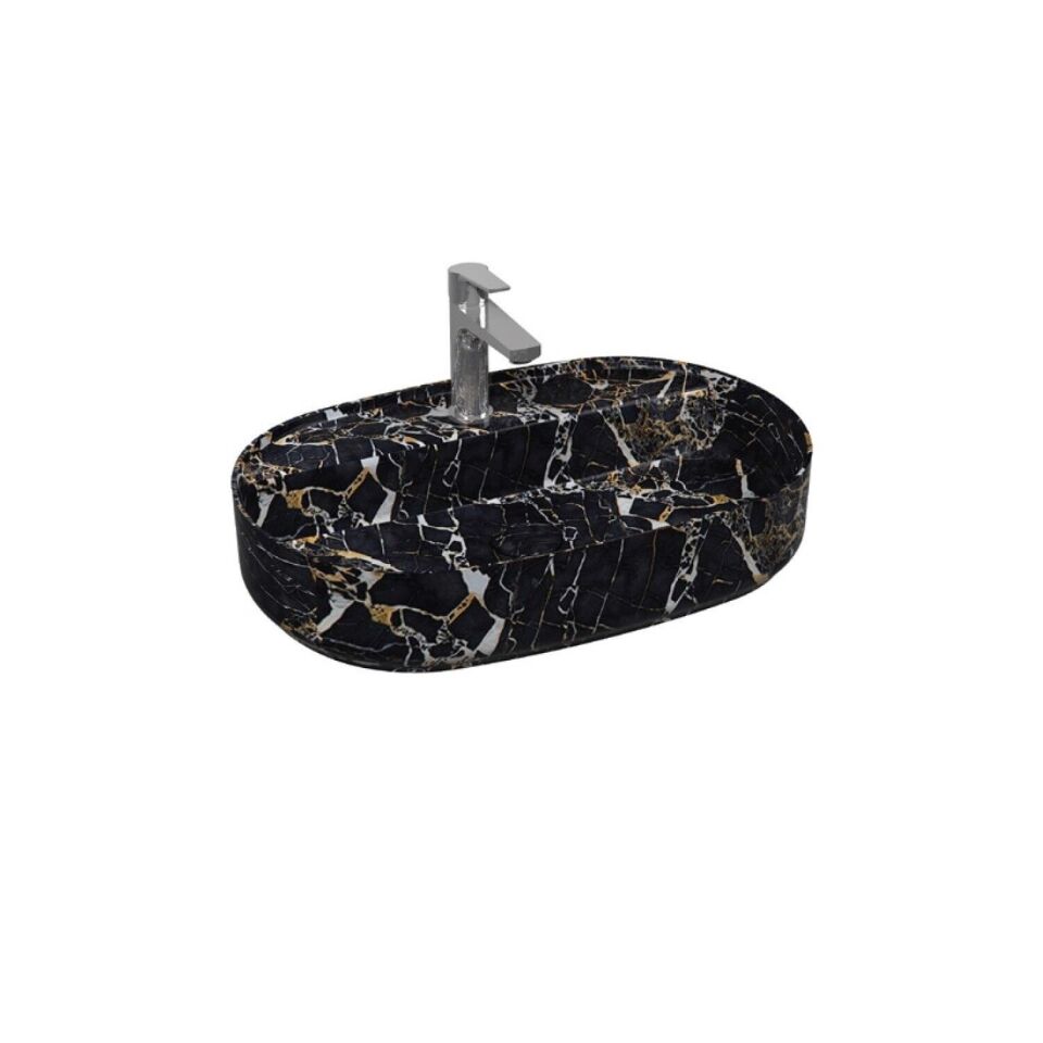 İsvea Infinity Tezgah Üstü Lavabo 60 cm Marmo Siyah