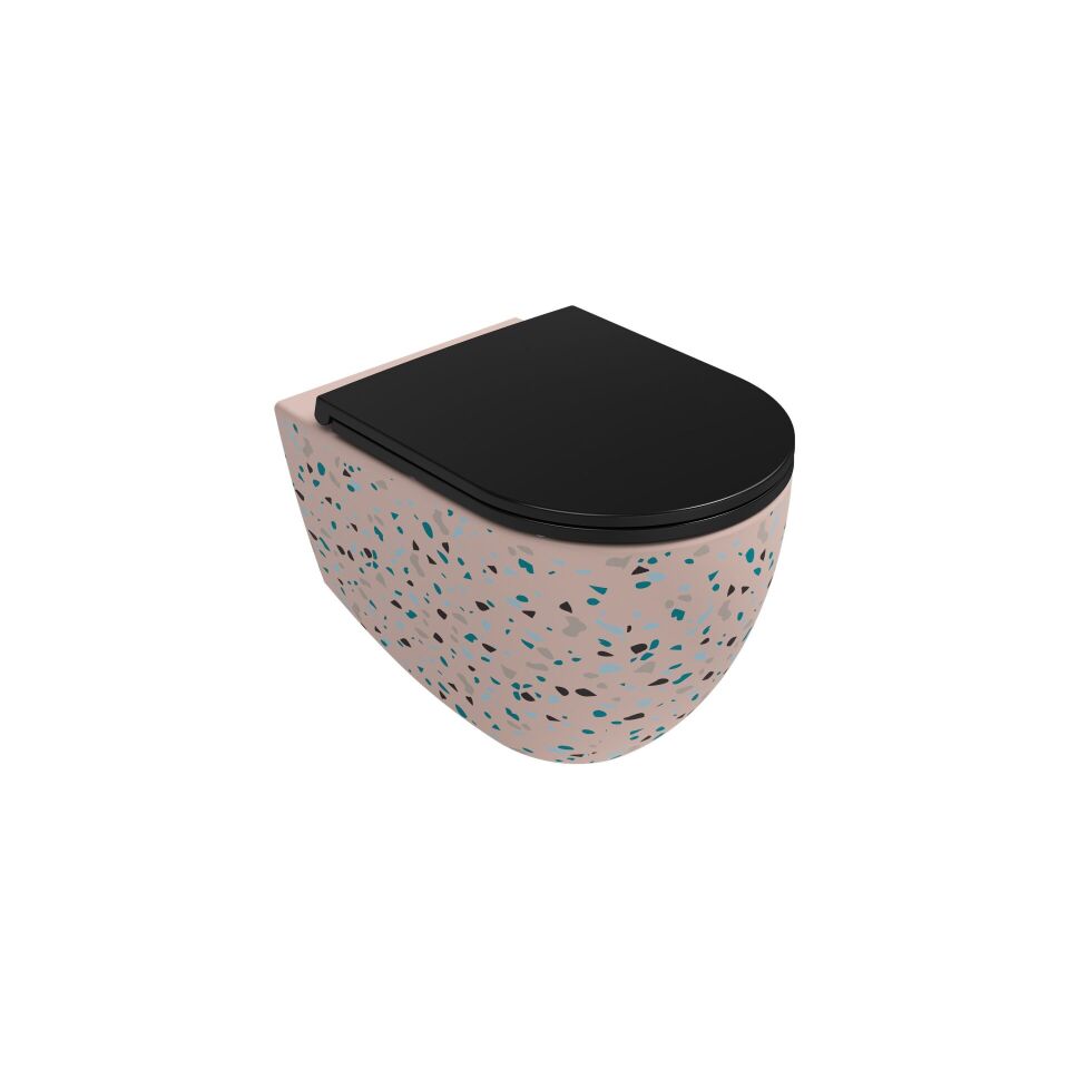 İsvea Infinity CleaRim Plus Asma Klozet Terrazzo Somon ( KAPAKSIZ ) – Asma Klozet