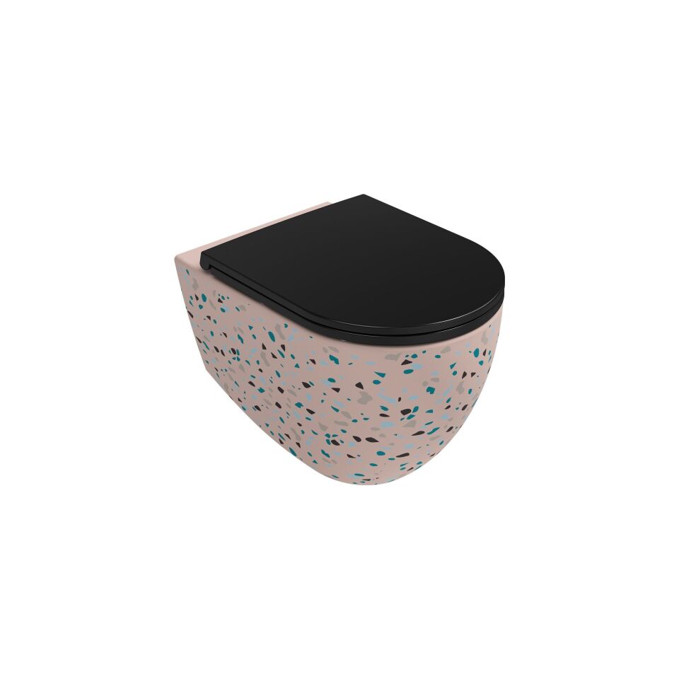 İsvea Infinity CleaRim Plus Asma Klozet Terrazzo Somon ( KAPAKSIZ ) – Asma Klozet