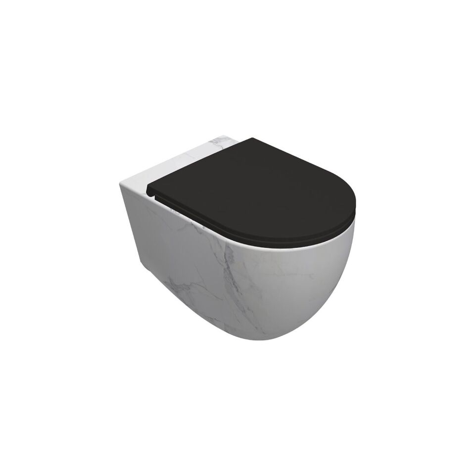 İsvea Infinity CleaRim Plus Asma Klozet Terrazzo Marmo Beyaz ( KAPAKSIZ )
