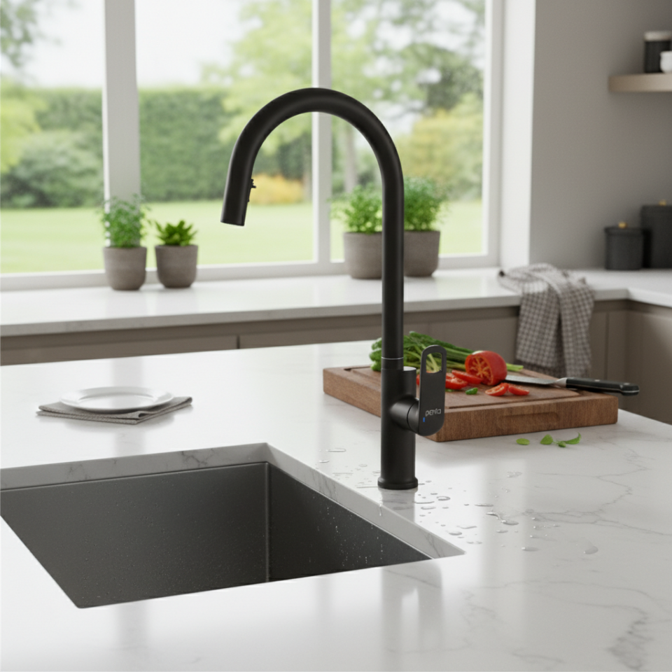 PENTA 1321B  SPİRALLİ EVYE BATARYASI SİYAH – Evye Bataryası