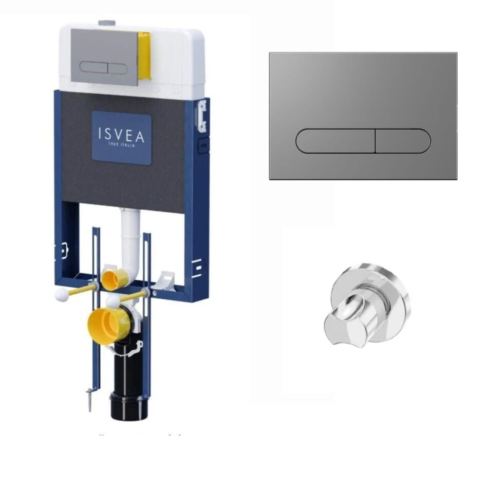 İsvea Durezza Tuğla Duvar Tipi Gömme Rezezervuar +Stop Valf+ Parlak Krom Panel 52DRS0102I