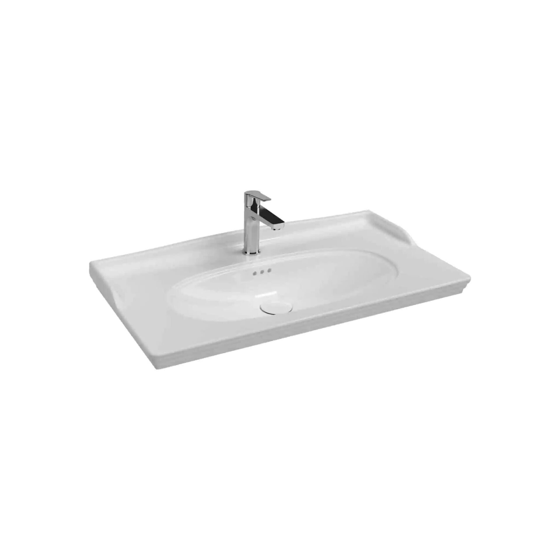 İsvea Stella Etejerli Lavabo 90 Cm Dekorsuz Delikli 10ST50090 – Vitrifiye
