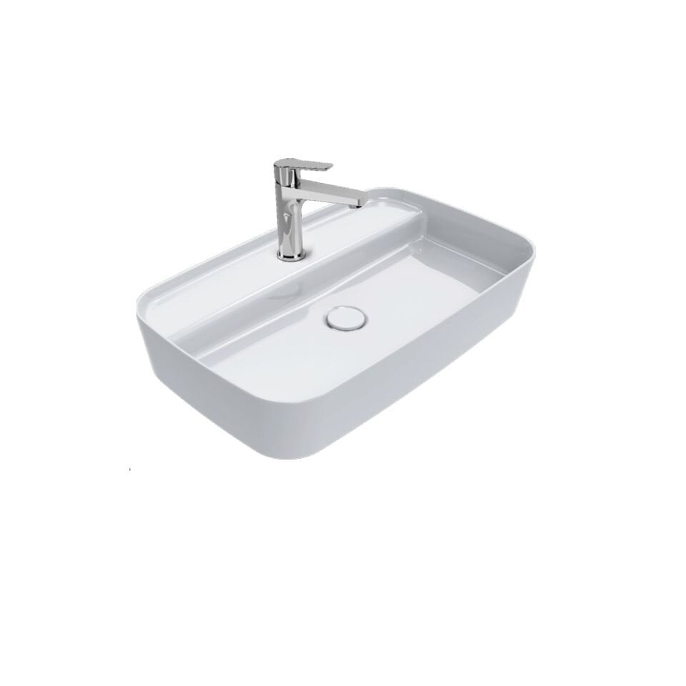 İsvea Peak Tezgah Üzeri Lavabo 65 Cm Beyaz D.Suz Delikli 10PE65065