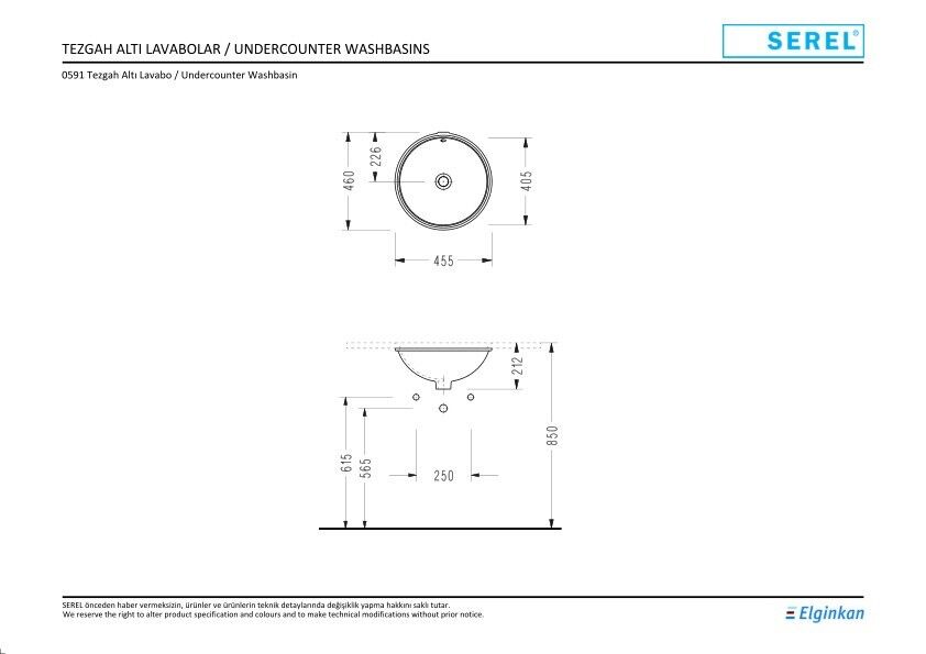 Serel Smart Tezgah Altı Daıresel Lavabo (40,5Ø) 0591DSS110H
