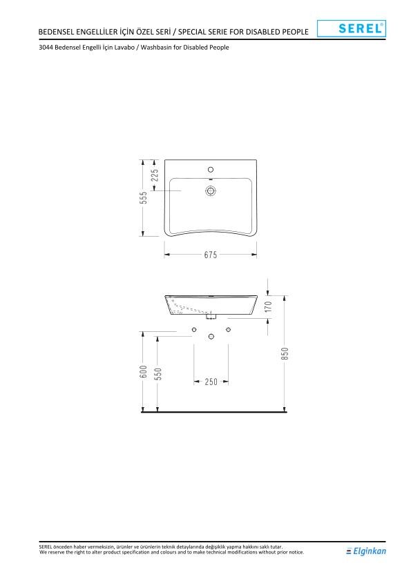 Serel Bedensel Engelli Lavabo (55,5X67,5) 3044TDS110H