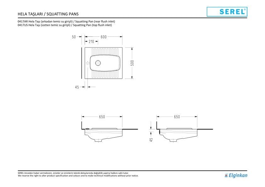 Serel Helataşı Arkadan Su Girişli(60X50) 0427ARS110H