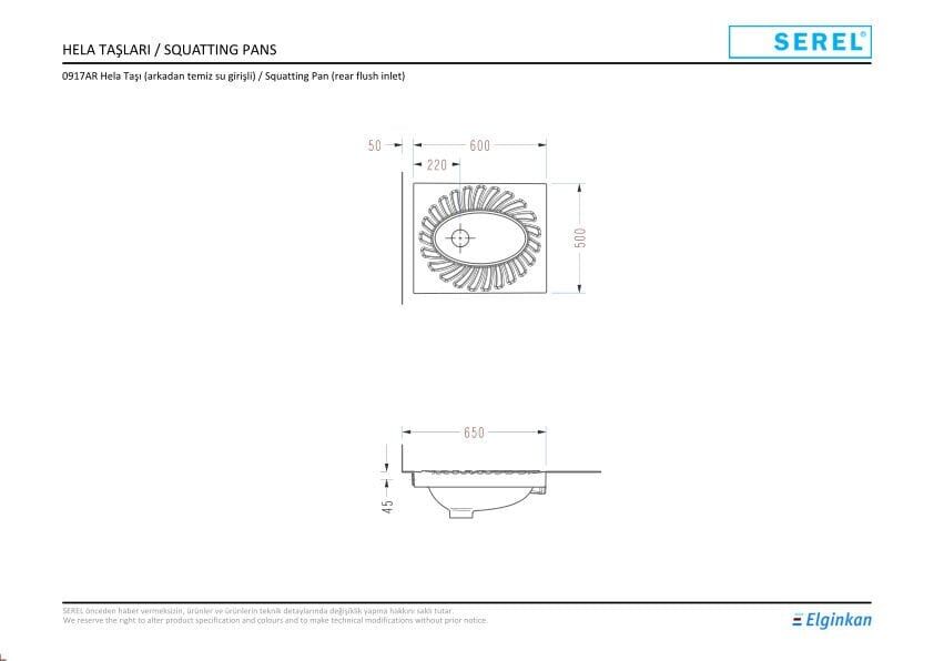 Serel Güneş Tipi Helataşı (60X50) 0917ARS110H – Vitrifiye