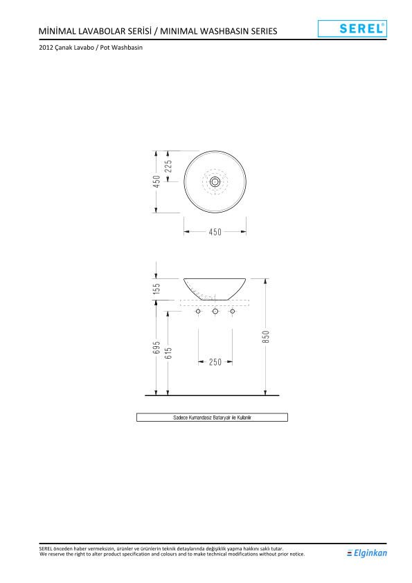 Serel Çanak Lavabo (45Ø) 2012DXS110H