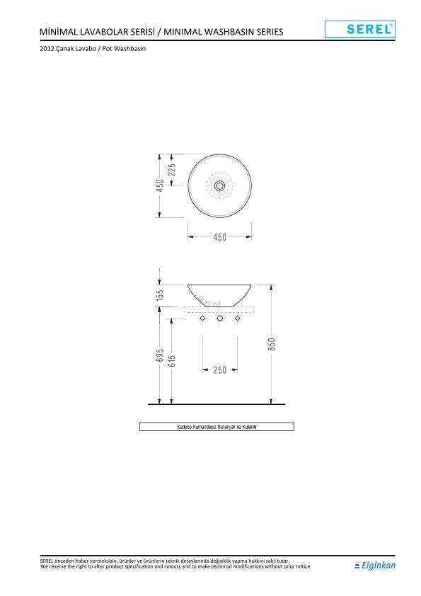 Serel Çanak Lavabo (45Ø) 2012DXS110H