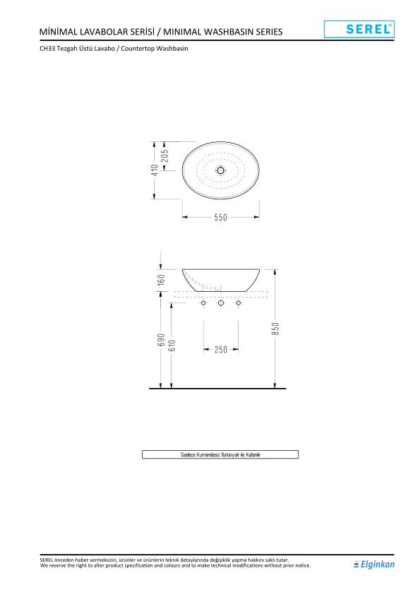 Serel Çanak Lavabo (41X55) CH33DXS110H